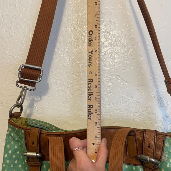 🌻Fossil Key•Per Green Coated Canvas Tote - Picture 3 of 12